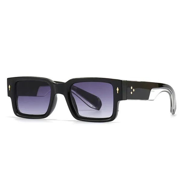 6035 Vintage Tortoiseshell Rivet Thick Frame Rectangle Sunglasses Women Men 2023 Design Retro Blue Lens Square Sun Glasses - Image 3