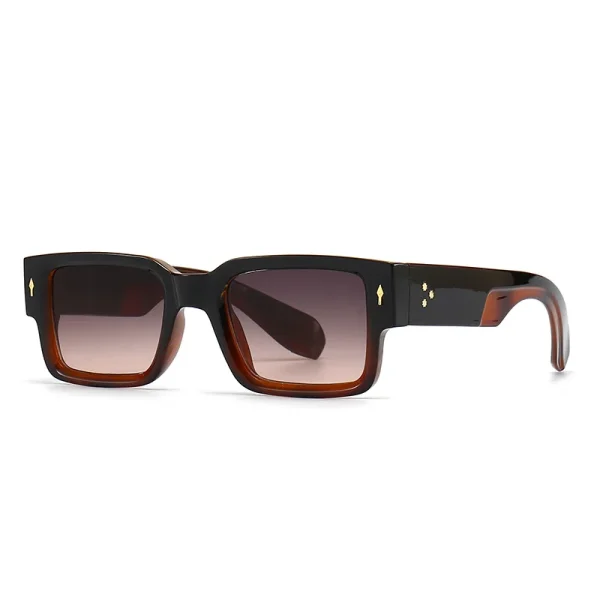 6035 Vintage Tortoiseshell Rivet Thick Frame Rectangle Sunglasses Women Men 2023 Design Retro Blue Lens Square Sun Glasses - Image 5