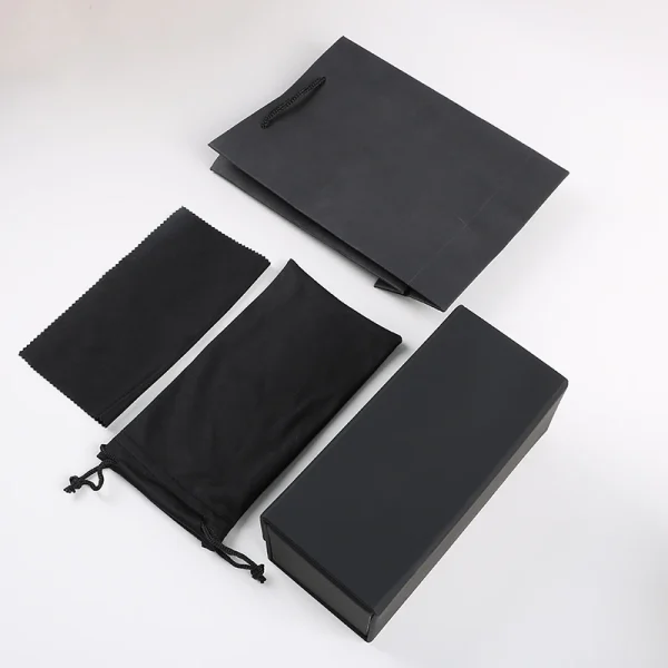 Custom Logo Luxury Popular Black Foldable Glasses Box PU Leather Sunglasses Packing Stock Eyeglasses Case & Bag - Image 5