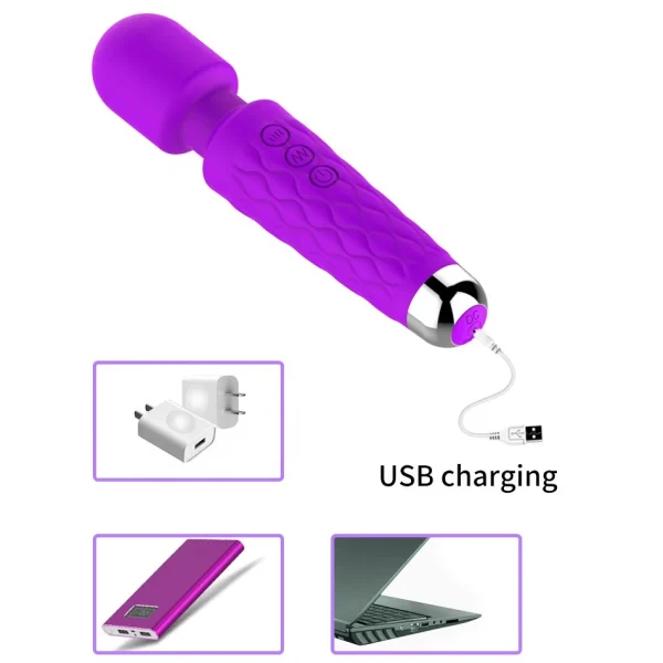 Hot Selling Powerful Female Vibrator Wand Massager 20 Modes & 8 Speeds Wand Massager Clitoris Stimulator Sex Toy Adult Sex Toys - Image 3
