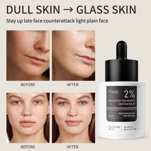 MELAO OEM Skincare Anti Aging Hyaluronic Acid Niacinamide Vitamin C E Skin Care Face Serum Facial Whitening Alpha Arbutin Serum - Image 4
