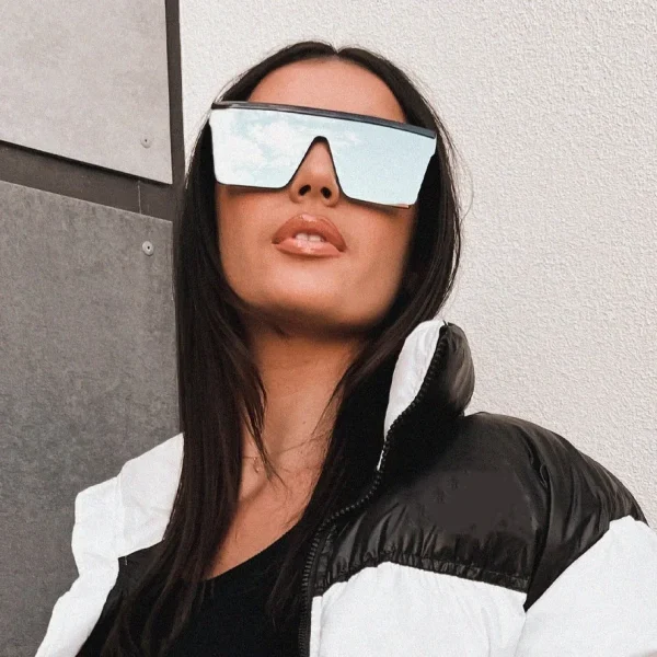 Popular Vintage Big Frame Square Black Silver Lens Custom logo UV400 Fashion 2024 Sunglasses Women Men High Quality - Image 2