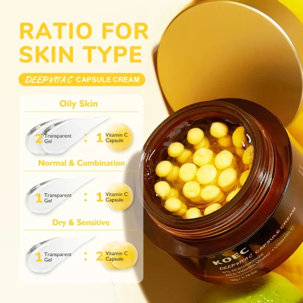 Deep Vitamin C Golden Capsule Face Moisturizer 50g KOEC for Wrinkles Skin Radiance Transparent Gel for Glow Hydration Face Cream - Image 2