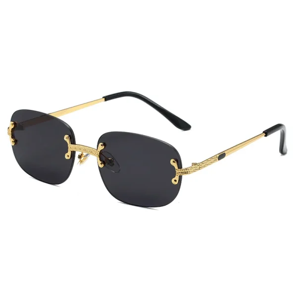 High End Metal Gradient Vintage Small Rectangle Sun Glasses Shades Rimless Square Sunglasses for Men Women - Image 2