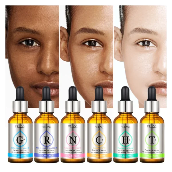 Serum Vitamin C Glycollic Acid Nicotinamide Tea Tree Oil Serum Hyaluronic Acid and Retinol Serum With Glass Bottle 30ml - Image 3