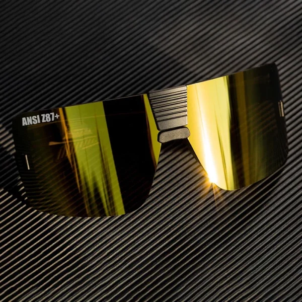 Popular High Quality Cycling Shades Custom Logo Oversize Mirror Gold UV400 Brand Sports Goggles ANSI Z87+ Safety Sunglasses