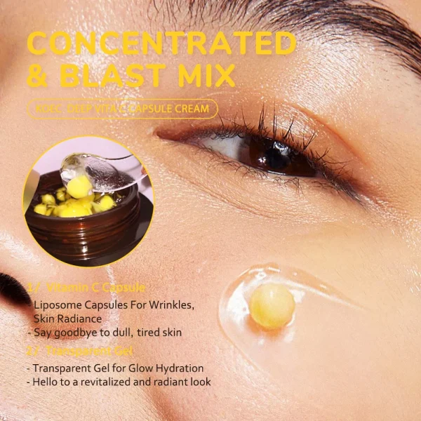 Deep Vitamin C Golden Capsule Face Moisturizer 50g KOEC for Wrinkles Skin Radiance Transparent Gel for Glow Hydration Face Cream - Image 3