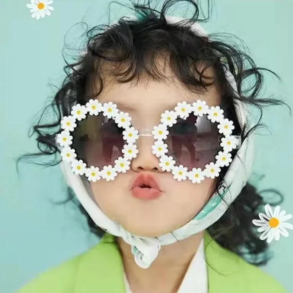Ins Fashion Daisy Round Children's Sunglasses Girl Flowers Sunglasses Cute Baby Sunglasses - Image 2