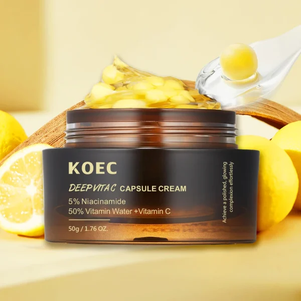 Deep Vitamin C Golden Capsule Face Moisturizer 50g KOEC for Wrinkles Skin Radiance Transparent Gel for Glow Hydration Face Cream