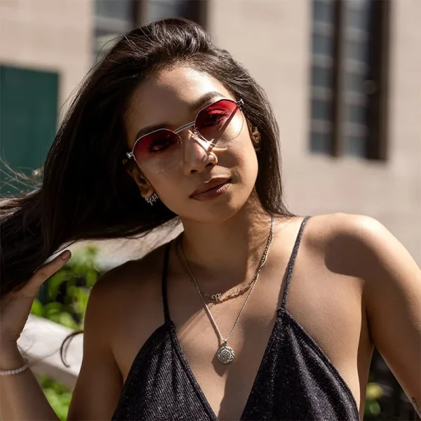Top Quality Modern Men Silver Gold Metal UV400 Gradient Lens Women Custom Shades Half-Rimless Sunglasses Premium Eyewear - Image 2
