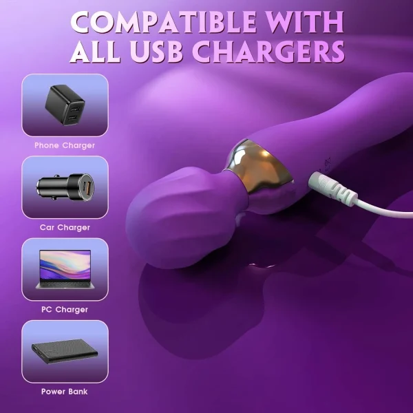Factory Outlet Powerful Female Vibrator Wand Massager 24 Modes Double Head Wand Vibrator Clit Stimulator Sex Toys Adult Sex Toys - Image 5
