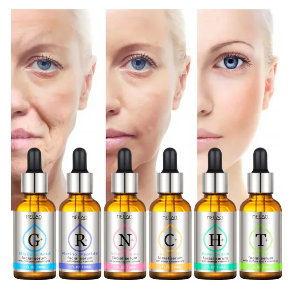 Serum Vitamin C Glycollic Acid Nicotinamide Tea Tree Oil Serum Hyaluronic Acid and Retinol Serum With Glass Bottle 30ml