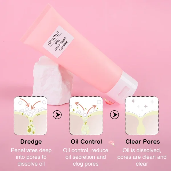 FATAZEN Private Label Deep Moisturizing Foaming Facial Cleanser OEM ODM Anti-Acne Smoothing Face Wash Gel Form for Damaged Skin - Image 5