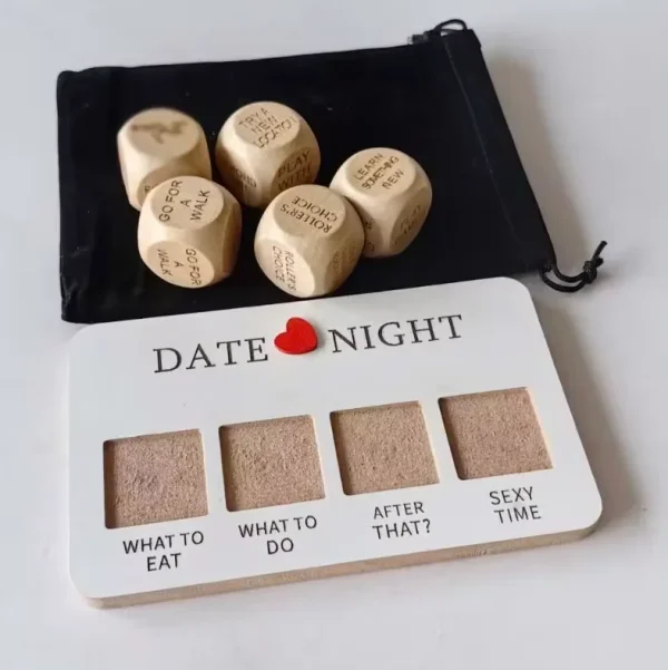 Valentine's Day Gift Ideas 2025 Custom Wooden Dice Set Colorful Cubic Date Night Lover Adult Board Game Fun Romantic Dice Square