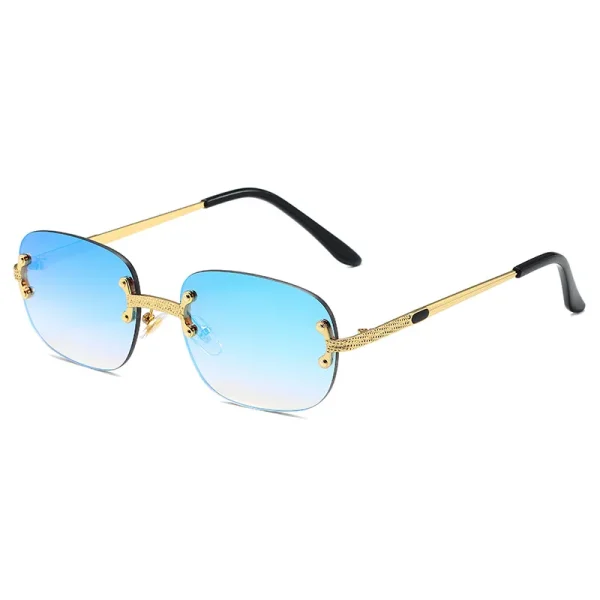 High End Metal Gradient Vintage Small Rectangle Sun Glasses Shades Rimless Square Sunglasses for Men Women - Image 4