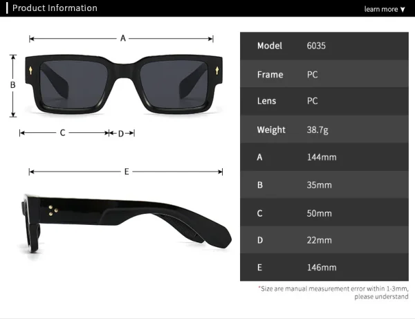 6035 Vintage Tortoiseshell Rivet Thick Frame Rectangle Sunglasses Women Men 2023 Design Retro Blue Lens Square Sun Glasses - Image 2