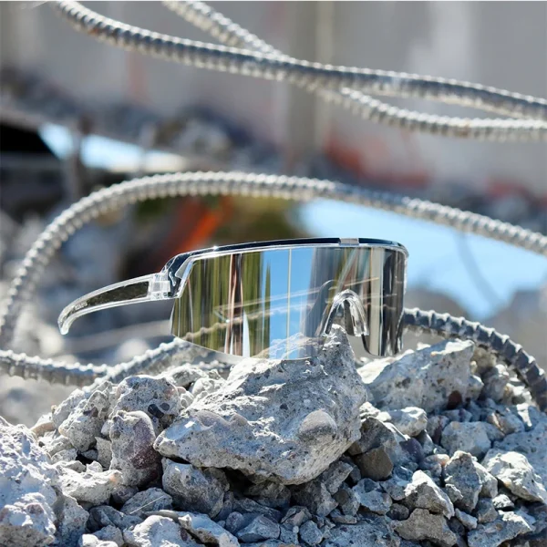 New Arrival Brand Designer ANSI Z87 Custom Shades Silver Mirror Crystal Frame Oversized UV400 High Quality Safety Sunglasses - Image 2