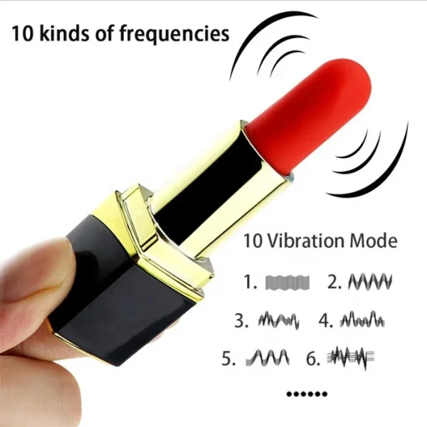 Women's Mini Bullet Vibrator 10 Frequency Lipstick Sex Toys for Clitoris Massage Includes Rabbit Vibrator Wand - Image 3