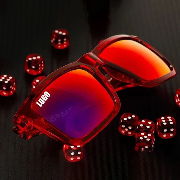 Classic Brand Polarized Lenses Side Shield Transparent Red Frame Custom Shades Sports Goggles Z87.1 Safety Sunglasses