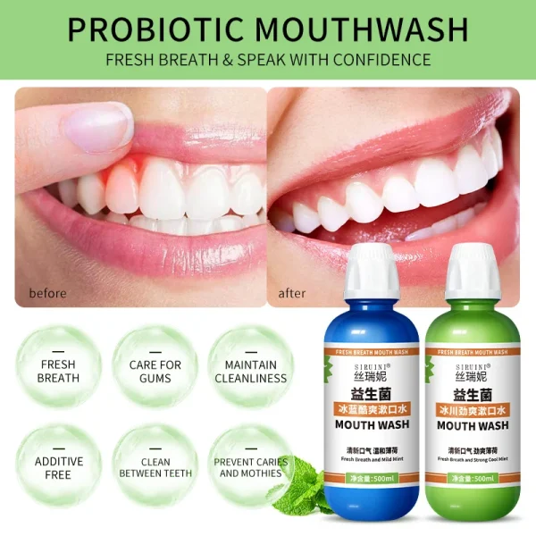 Siruini Private Label Mouthwash 500ml Healthy Gums Clean Mild Cool Mint Antigingivitis Dentist Formulated Mouth Wash - Image 5