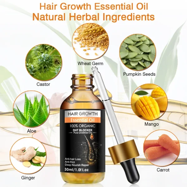 Custom Logo Private Label All Natural Formula Hair Growth Oil Serum Nourishing Scalp Rapid Hair Thickening Oil Organic Hair Oil - Image 4