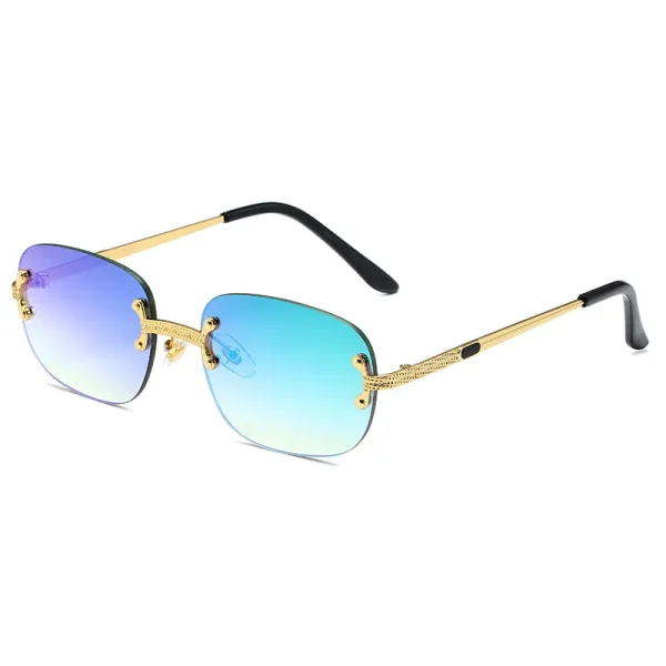 High End Metal Gradient Vintage Small Rectangle Sun Glasses Shades Rimless Square Sunglasses for Men Women - Image 5