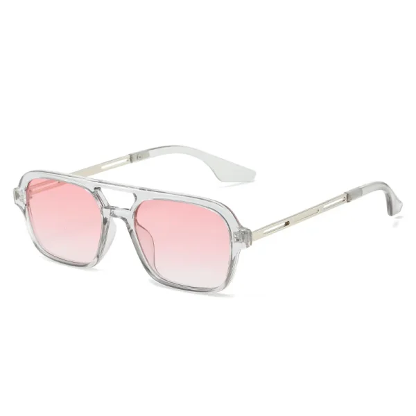 New Eye Wear Custom Double Bridge Retro Sunglasses Logo Square Unisex Fashion Trendy Shades Sunglasses - Image 3
