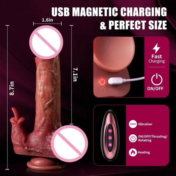 8.7 Inch Realistic Thrusting Dildo Licking Vibrator  Anal Clit G-Spot Stimulation Remote Control Adult Sex Toys for Women - Image 6