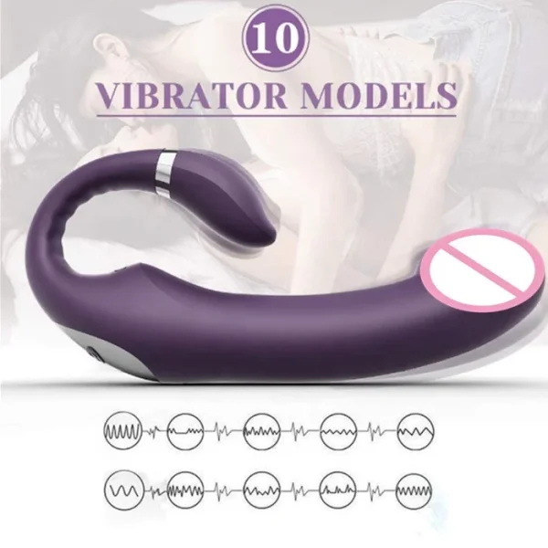 10-Speed Strap-On Dildo Vibrator Sex Toy With Dual Motors Frequency Features - Image 3