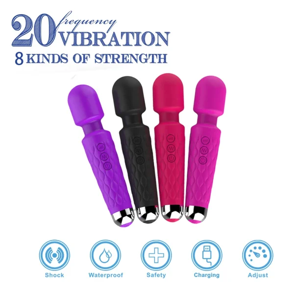 Hot Selling Powerful Female Vibrator Wand Massager 20 Modes & 8 Speeds Wand Massager Clitoris Stimulator Sex Toy Adult Sex Toys - Image 2