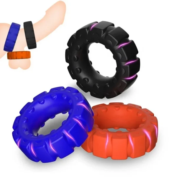 Wholesale Men's Soft Silicone Tyre Cock Ring Sex Toys Delay Ejaculation Feature - Image 3
