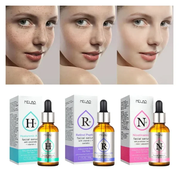Serum Vitamin C Glycollic Acid Nicotinamide Tea Tree Oil Serum Hyaluronic Acid and Retinol Serum With Glass Bottle 30ml - Image 5