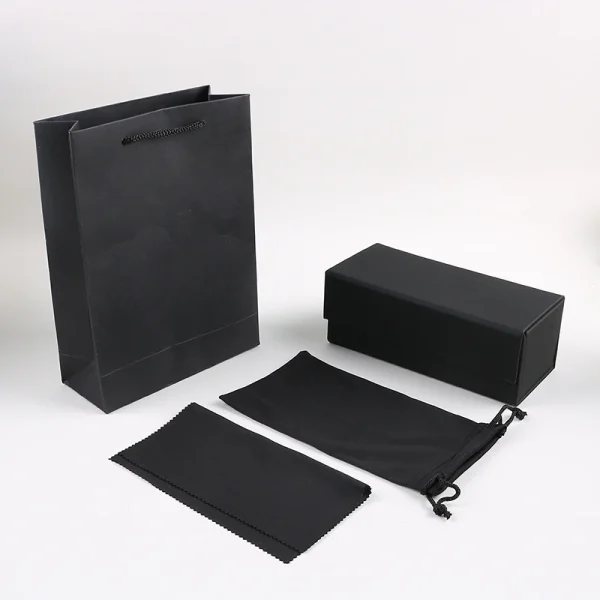Custom Logo Luxury Popular Black Foldable Glasses Box PU Leather Sunglasses Packing Stock Eyeglasses Case & Bag - Image 4