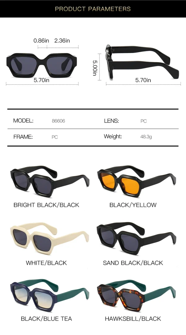 Unique Luxury Thick Frame Sun Glasses High Quality Square Rectangle Sunglasses for Men Women Custom Logo - Image 3