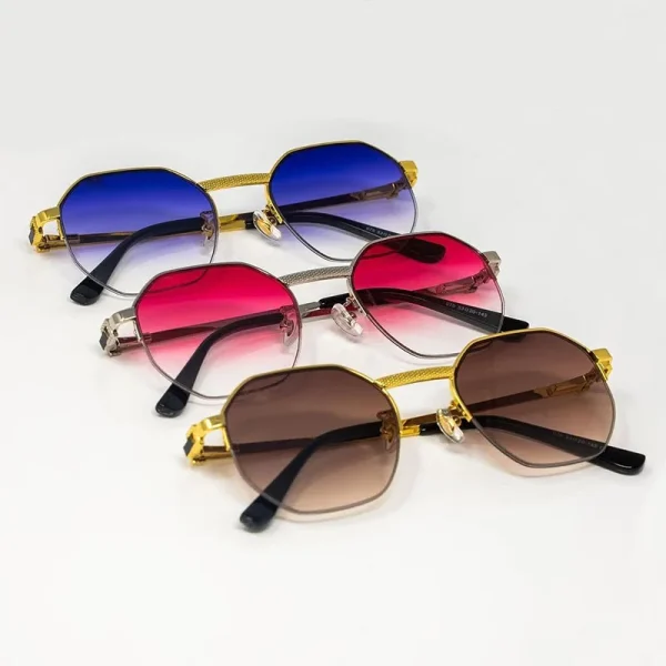 Top Quality Modern Men Silver Gold Metal UV400 Gradient Lens Women Custom Shades Half-Rimless Sunglasses Premium Eyewear