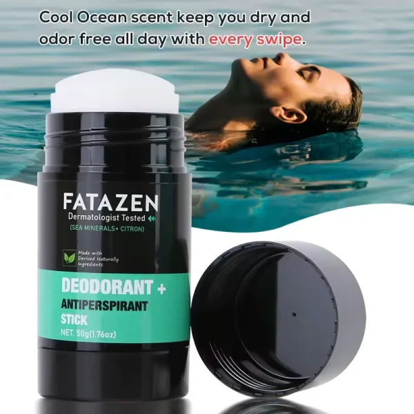FATAZEN 100% Natural Body Care Body Balm Stick Antiperspirant Stick with Ocean Scent and Citron 2-in-1 Deodorant Stick - Image 2