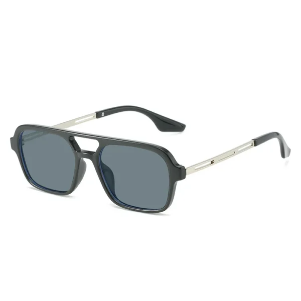 New Eye Wear Custom Double Bridge Retro Sunglasses Logo Square Unisex Fashion Trendy Shades Sunglasses - Image 5