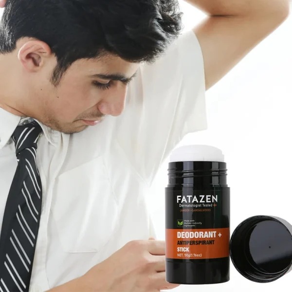 FATAZEN Organic Armpit Deodorization Balm Perfume 100% Natural Antiperspirant Stick Amber Sandalwood 2-in-1 Deodorant Stick - Image 3