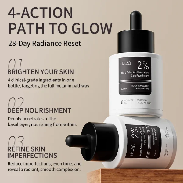 MELAO OEM Skincare Anti Aging Hyaluronic Acid Niacinamide Vitamin C E Skin Care Face Serum Facial Whitening Alpha Arbutin Serum - Image 2