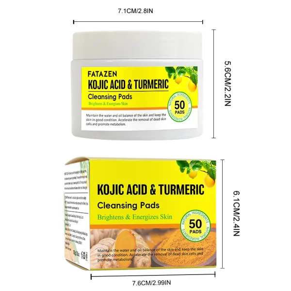 OEM Best Selling Facial Cleaning  Exfoliation Whitening Turmeric Kojic Acid Turmeric Kojic Pads 50 Tablets Cleansing Cotton - Image 6