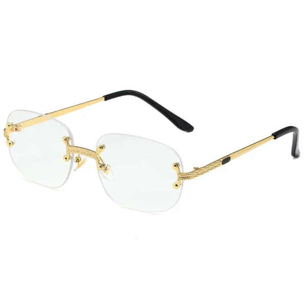 High End Metal Gradient Vintage Small Rectangle Sun Glasses Shades Rimless Square Sunglasses for Men Women - Image 6