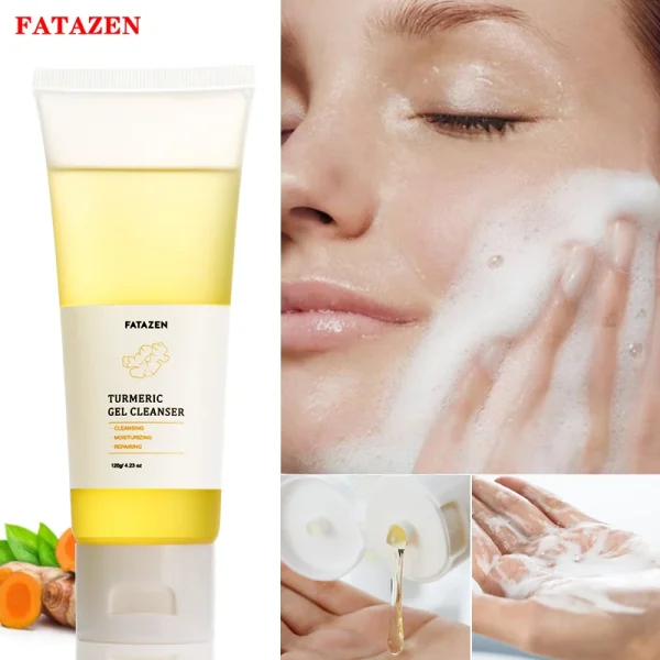 Private Label Organic Turmeric Face Wash Peeling Fades Blemishes Acne Removal Deep Pore Whitening Moisturizing Facial Cleanser - Image 3