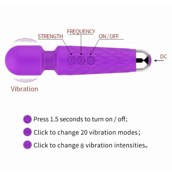 Hot Selling Powerful Female Vibrator Wand Massager 20 Modes & 8 Speeds Wand Massager Clitoris Stimulator Sex Toy Adult Sex Toys - Image 4
