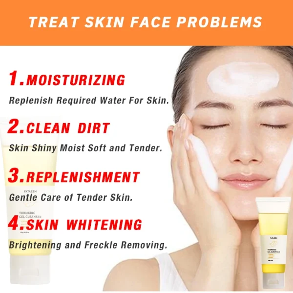 Private Label Organic Turmeric Face Wash Peeling Fades Blemishes Acne Removal Deep Pore Whitening Moisturizing Facial Cleanser - Image 2