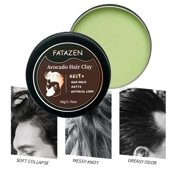 FATAZEN Avocado Bee Wax Matte Shine Finish Original Hold Strong Hair Styling Hair Wax Pomade Men's Hair Clay for Men - Image 2
