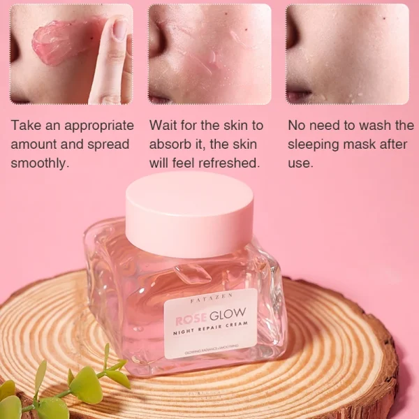 FATAZEN Private Label Natural Rose Jelly Facial Sleeping Mask Anti-Aging Skin Whitening Face Care Clay Gel Mask Mud Face Mask - Image 3