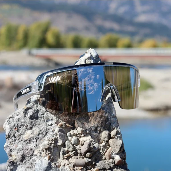 New Arrival Brand Designer ANSI Z87 Custom Shades Silver Mirror Crystal Frame Oversized UV400 High Quality Safety Sunglasses