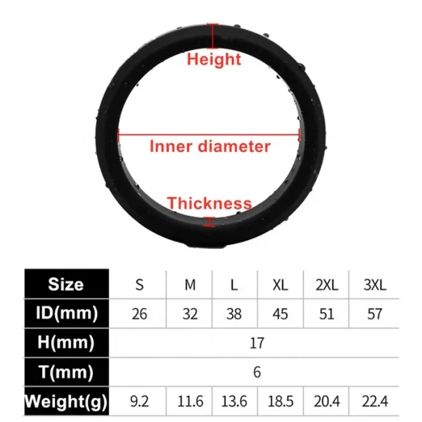 Wholesale Silicone Male Cock Ring Penis Ring TPE Material Soft Feature 6 Different Sizes Sex Products for Delay Ejaculation - Image 2