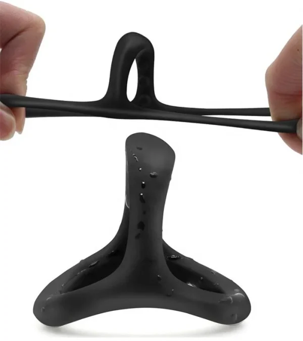 2025 New Design Shark Triple Silicone Cock Ring Soft Sex Toys for Penis Erection Enhancement & Delay Ejaculation - Image 3