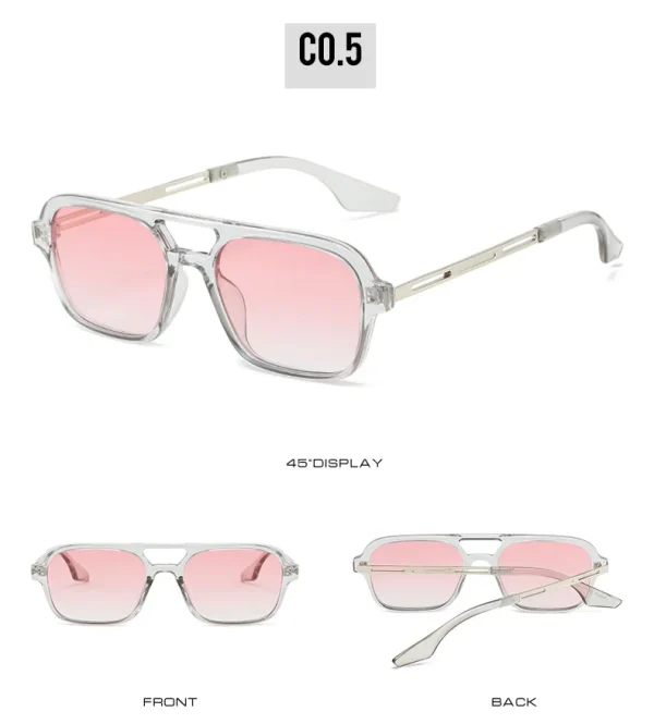 New Eye Wear Custom Double Bridge Retro Sunglasses Logo Square Unisex Fashion Trendy Shades Sunglasses - Image 4
